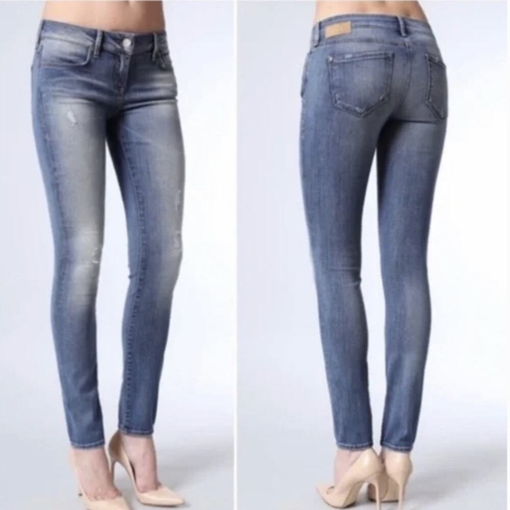 Mavi Angie Mid Rise Slim Straight Light Distressed Medium Wash Jeans Size 27